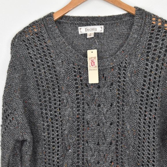 NWT Decree Crop Cable Knit Sweater Grey Size Small - Picture 8 of 11